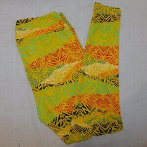 LuLaroe Yellow Multicolor Tribal print Womens Leggings TC size 12 – 18